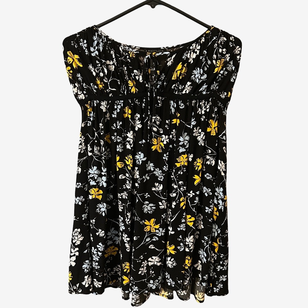 Lane Bryant Floral Babydoll Empire Waist Blouse Size 14 Sleeveless